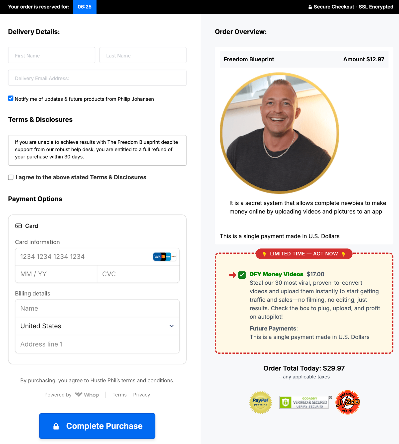 Freedom Blueprint secure checkout page screenshot